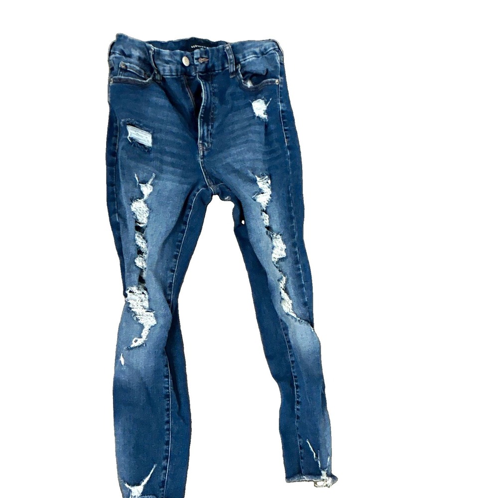 Aéropostale Women's Blue Distressed Skinny Denim Jeans 5-Pocket Design